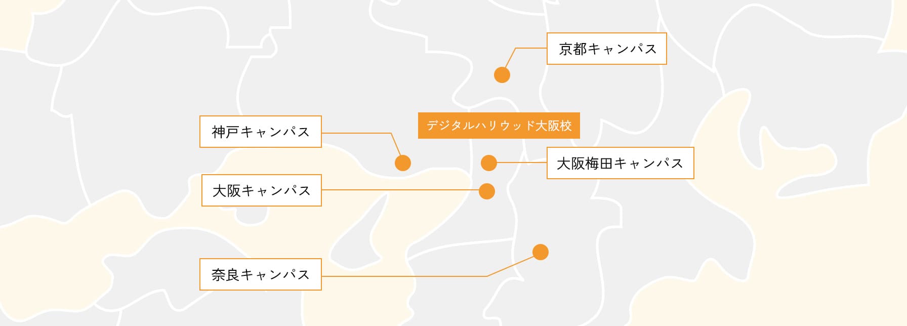 神戸キャンパス　大阪キャンパス　奈良キャンパス　京都キャンパス　大阪梅田キャンパス